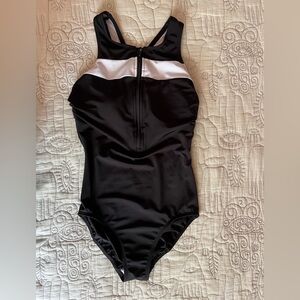 Lands' End Zip-Up Swimsuit